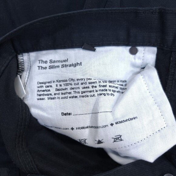 Baldwin Jeans Mens 29x32 The Slim Straight Corduroy Black Samuel USA Made - Picture 9 of 10